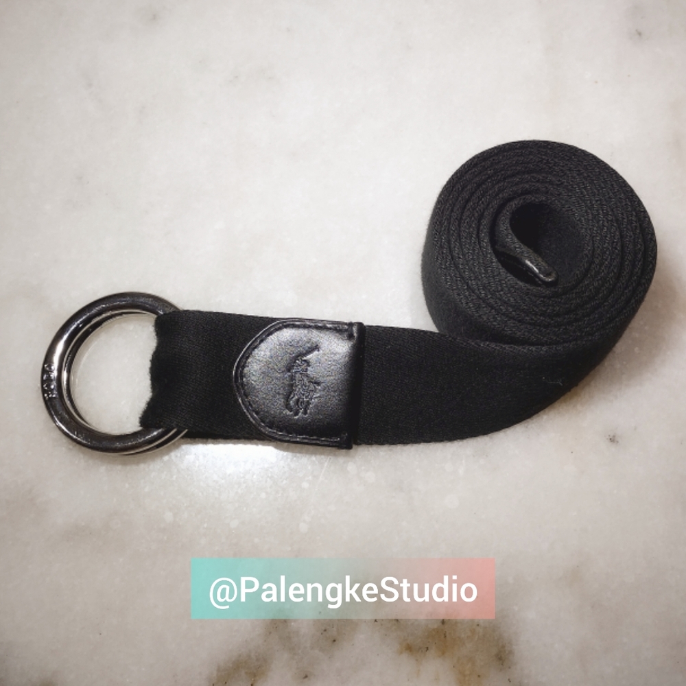 Polo by Ralph Lauren Black Silver Ring Belt